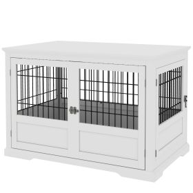 PawHut 43" Outdoor Dog Kennels for Large Dogs with 3 Doors, Dog Kennel Indoor with Removable Tray, White