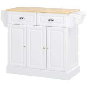 HOMCOM White Triple-Cabinet Kitchen Island on Wheels with Drawers & Rolling Utility Cart