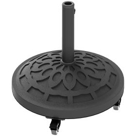 Outsunny Round Patio Umbrella Base with Wheels, 46 lbs Resin Umbrella Stand Base