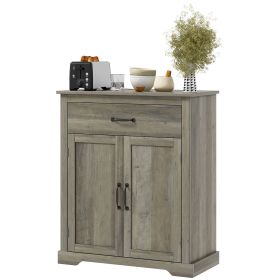 HOMCOM Sideboard Buffet Table with Drawer, Storage Cabinet with Double Doors and Adjustable Shelf, Gray