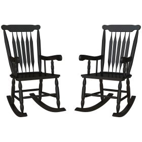 Outsunny Rustic Porch Rocking Chairs Set High-Back Wooden Outdoor Seating for Garden Leisure Durable Construction