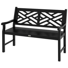 Outsunny Black Timber Tranquility: 43.25" Wooden Garden Bench for Peaceful Outdoors
