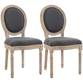 HOMCOM French-Style Upholstered Dining Chair Set, Armless Accent Side Chairs with Linen-Touch Upholstery, Set of 2, Grey