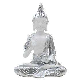 8.5"H Silver Thai Buddha in Teaching Pose Figurine Home Decor Gift