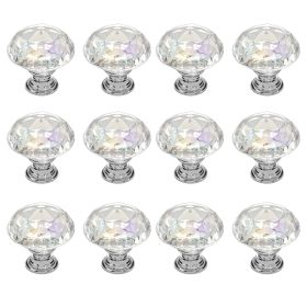 Cabinet Knobs, 12 Pack, 1.22 Inch Acrylic & Zinc Alloy Drawer Pulls Door Handles, Diamond Kitchen Solid Knobs Dresser Handles
