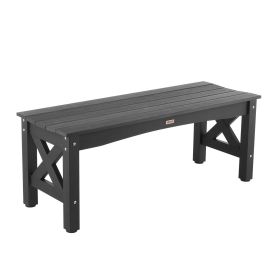 Outdoor Bench, 44.5 inch, 600 lbs Weight Capacity, Weatherproof Plastic Frame with Adjustable Level Footpads and Thick Leg, Outside Bench for Pat