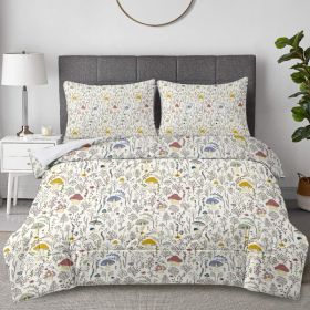 Mushroom Decoration Pattern Duvet Cover Set 3 Pieces Queen Size Soft Bedding Set With 2 Pilowcases with Zipper Closure for Home Bedroom for All S