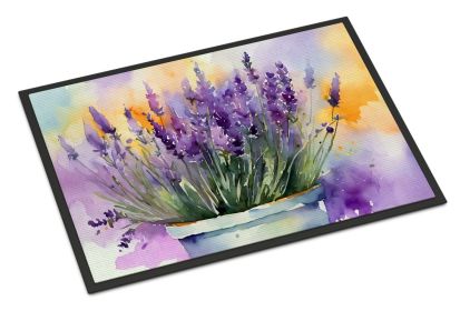 NEW Lavender in Watercolor Doormat Front Door Mat Indoor Outdoor Rugs for Entryway, Non Slip Washable Low Pile, 18H X 27W