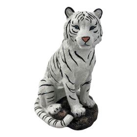 6"H White Tiger Sitting Figurine Home Decor Gift