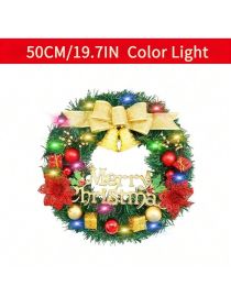 1 Piece Of 20-inch Bell-style Christmas Wreath, With Warm Light And Colored Light Options Available (Option: 50cm-Yellow)