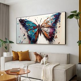 Handmade Oil Painting Large Original Colorful Butterfly Oil Painting On Canvas Canvas Wall Art Abstract Textured Animal Painting Custom Painting (Style: 01, size: 100x150)