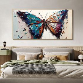 Handmade Oil Painting Large Original Colorful Butterfly Oil Painting On Canvas Canvas Wall Art Abstract Textured Animal Painting Custom Painting (Style: 01, size: 70x140cm)