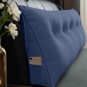 Triangle Reading Cushion with a button 150*50*20cm (Color: Blue)