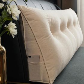 Triangle Reading Cushion with a button 150*50*20cm (Color: Beige)